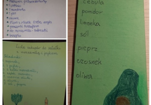 Listy zakupów, które napisali uczniowie.