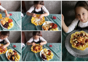 Julia przygotowuje talerz ulubionych owoców.