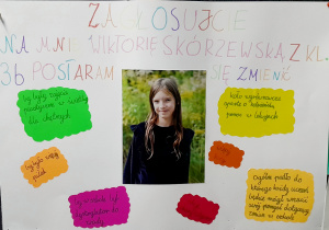 plakat wyborczy kandydata do samorządu szkolnego